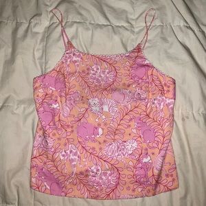 Lilly Pulitzer Pink & Orange Cat tank top size 8